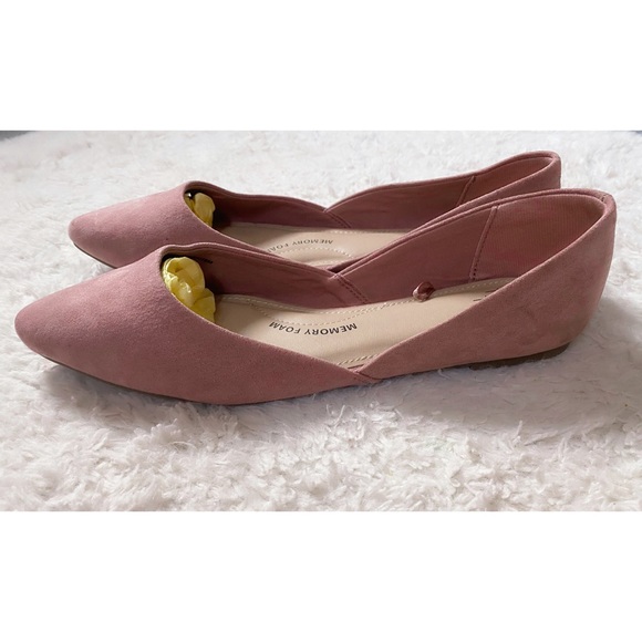 Shoes - Pointed Toe Flats, Pink Suede